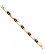 Men&#39;s 14K Two Tone Gold &amp; Black Enamel Bracelet - £711.41 GBP