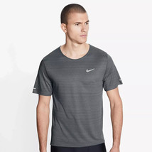 Nike Men&#39;s Dri-FIT Miler Reflective Running T-Shirt in Smoke Gray-Size 2XL - $25.97