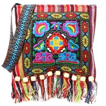 Chinese Hmong Thai Embroidery Hill Tribe Messenger Tassels Bag Boho Hippie - £11.72 GBP