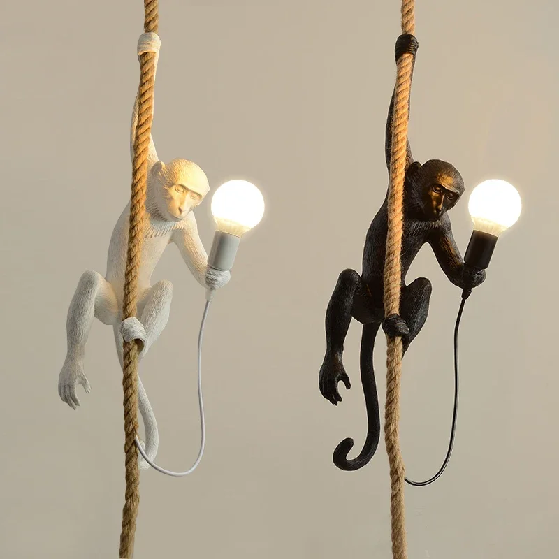 Modern LED Art Monkey Pendant Light Resin Simian Wall Lamp for Living Pa... - £125.81 GBP+