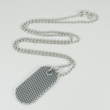 24&quot; Tiffany &amp; Co Somerset Mesh Dog ID Tag on Bead Chain Necklace Men&#39;s Unisex - £368.81 GBP