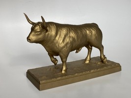 Bull Figurine Bronze Imitation Painted Exclusive Home Decor Handmade Sculpture   - £51.13 GBP
