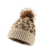 Leopard Print Wool Ball Knitted Hat - $25.99