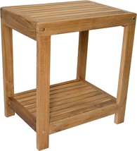 Nordic Style Natural Teak Wood Shower And Spa Bench With Shelf 18 Inch, Indoor - £193.41 GBP