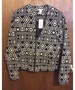 Forever Twentyone Black &amp; Cream Geometric Zippered Jacket - $264.73 MXN