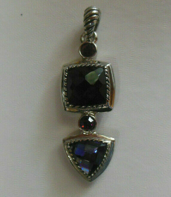 Lia Sophia Rave Silver-tone With Black Purple Faceted Rhinestones Pendant - $9.41