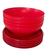 Tupperware Servalier Salad Cereal Bowl Set 4pc 1½ cup 360 mL Cherry Red - €25,54 EUR