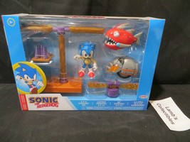 Sonic The Hedgehog 2.5 in Diorama Playset Sonic Rhinobot &amp; Chopper 2022 Classic - £30.42 GBP