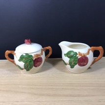 Franciscan Apple Creamer &amp; Sugar Bowl with Lid Made in CA USA Vintage 1950s - £16.06 GBP