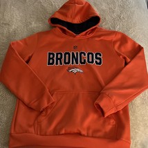 Denver Broncos Football Boys Orange Blue Embroidered Long Sleeve Hoodie 10-12 - £13.75 GBP