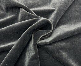 EXCLUSIVE PLUSH MOHAIR SHADOW GRAY VELVET UPHOLSTERY DRAPERY FABRIC BY Y... - £79.63 GBP