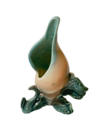 Mid Century Hull Pottery Ebb Tide Conch Bud Vase Peach Green 7&quot; MCM Vintage - $74.08