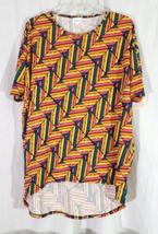 LuLaRoe Women&#39;s Size XS Yellow Multicolor Geometric Drop Shoulder Irma T... - £11.47 GBP