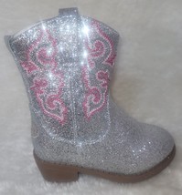 Cowboy Boots LITTLE KID Size US 7 Silver Pink detail Sparkle Glitter By ... - $15.74