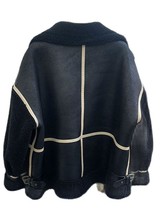 2023 Black Faux Suede Fuzzy Jacket Motorcycle Biker Sheepskin Coat Women Winter  - £107.54 GBP