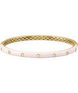 14K Yellow Gold 1/5 CTW Natural Diamond &amp; Pink Enamel 7&quot; Bangle Bracelet - $3,656.00