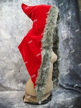 Red Riding Hood Faux Fur Cowl Hood Drape Warlock Wizard Medieval Santa Claus Elf - £14.90 GBP