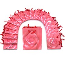  Pink Rose Shopping Tote Gift Bags &amp; Card 3&quot;x 2&quot;x 3/12&quot; Kit 100 Pcs - £36.01 GBP