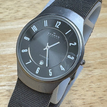 Skagen Quartz Watch  Men 30m Ultra Thin All Titanium Date Mesh Band New Battery - £37.95 GBP