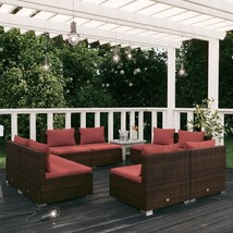 Garden Lounge Set Brown PE rattan, powder-coated steel 8 Piece Set - $1,594.73 CAD