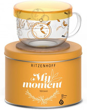 Ritzenhoff My Moment - Orange tea glass mug with lid and coaster 0,4Lt / 13.52oz - £35.92 GBP
