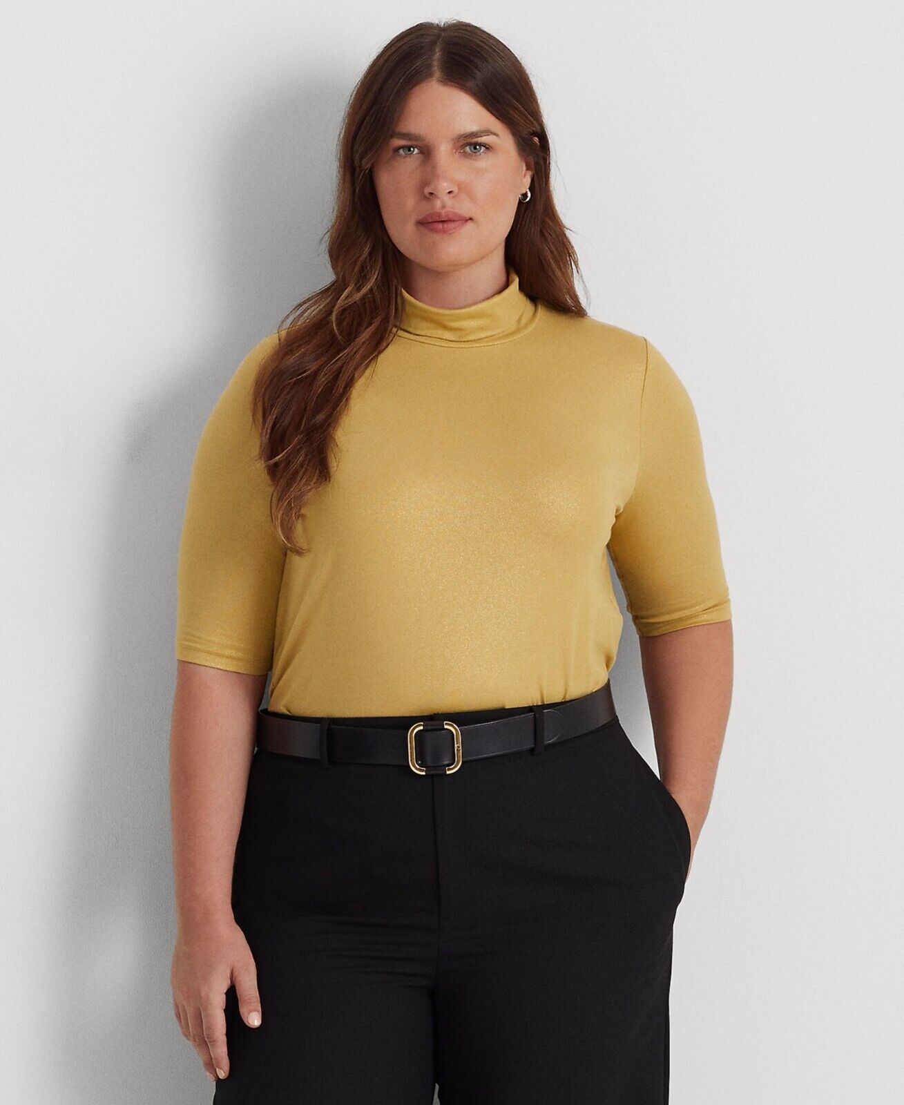 Ralph Lauren Women&#39;s Metallic Stretch Jersey Turtleneck Top B4HP - $35.95