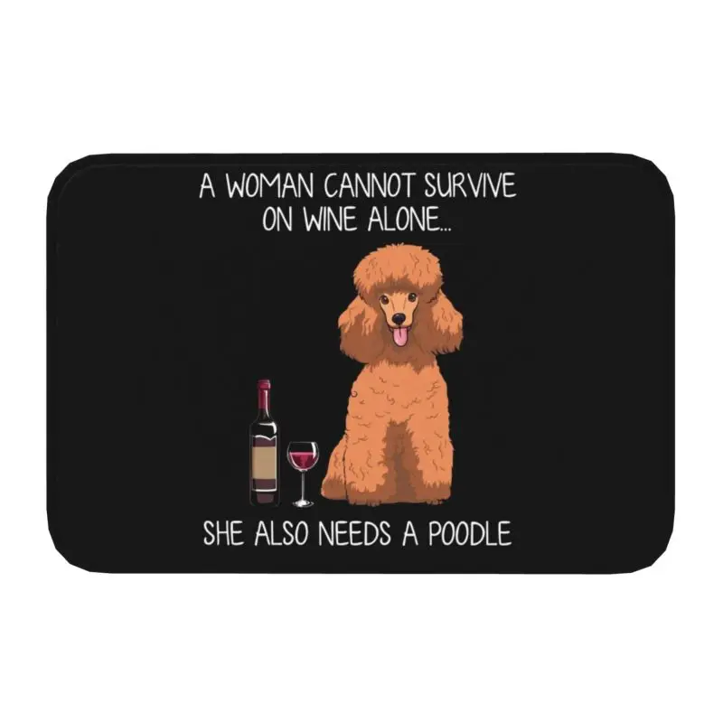 Poodle And Wine Funny Dog Doormat Mat Anti-Slip Doggy Dog Lovers Rug Carpet 40*6 - $15.99