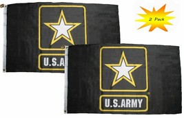 3X5 3X5 Wholesale Set (2 Pack) Black Army Star Logo Emblem Flag Banner - £20.33 GBP