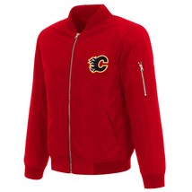 NHL Calgary Flames  Lightweight Nylon Bomber  Jacket Embroidered Logo  Red - £94.90 GBP