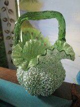 Bohemian - Franz Welz Glass Basket Spatter Twisted Thorn Green Pick 1 - $106.99