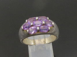925 Sterling Silver - Vintage Amethyst Cluster Dome Band Ring Sz 11 - RG... - $40.73