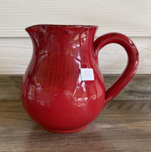Pottery Art Ceramic Pitcher Water Jug Flower Vase Made in Italy Rustic Red New - £23.96 GBP