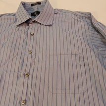 Calvin Klein Size 17 1/2 Striped Men's Long Sleeve Button Up Shirt Cotton Blue image 6