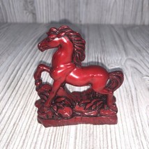 Vintage Chinese Red Cast Resin Wild Horse Galloping Sculpture Feng Shui Statue. - £23.21 GBP