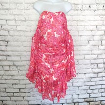 Shein Dress Womens Large Pink Metallic Off Shoulder Long Sleeve Ruched Ruffle - £19.73 GBP