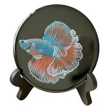 Hand-Painted Betta Fish on Resin Decor Plate - Unique &amp; Trending Gifts for Fish  - £16.80 GBP