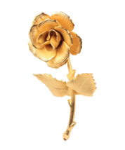 Vintage Pin Brooch Golden Rose 2.5 inches Tall Beautiful - $9.49