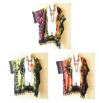 CG60 Tie Dye Batik Cardigan Duster Kimono Open Plus Jacket Coverup Top u... - $24.90