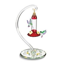 Glass Baron Hummingbirds with Sweet Feeder Handcrafted Glass Figurine - $53.88