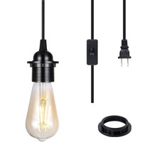 2-Pack Plug In Pendant Light, 15Ft Vintage Hanging Lantern Light Cord E2... - $31.99