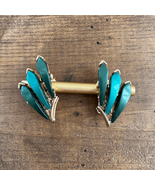 Vintage Green and Gold Tone Clip On Earrings MCM - $31.96 CAD