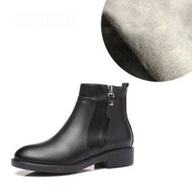 Women Shoes Ankle Boots Zipper Leather Round Head Fashion Autumn Winter Spring S - £57.05 GBP