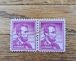 US Stamp Abraham Lincoln 4c Used Wave Cancel Strip of 2 1058 - $1.23