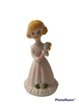 Vintage Enesco Growing Up Birthday Girls Blonde Porcelain Figurine Age 5 - $11.92