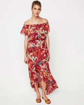 NWT Express Floral Off The Shoulder Maxi Dress sz S SOLD OUT ruffle Print RED - £36.76 GBP