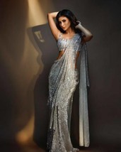 Designer Manish Malhotra Style Mouni Roy Silver Sequins Work Saree, Saree For US - £59.11 GBP