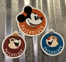 Lot of 3 Walt Disney World annual passholder magnets Christmas Mickey Chip Dale - $29.34