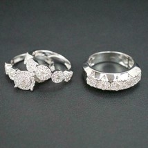 Set Trio 3.5ct Rotondo Diamanti Finti Coppia Unico Ring 14k Placcato Oro Bianco - £56.08 GBP