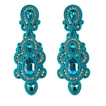 KPacTa Fashion Handmade Big Earrings Inlaid Ethnic Style Jewelry Ladies ... - £19.81 GBP