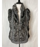 Faux Fur Vest Gray Full Zip Lined Collared Womens Fuda Size Small Sleeve... - $22.88